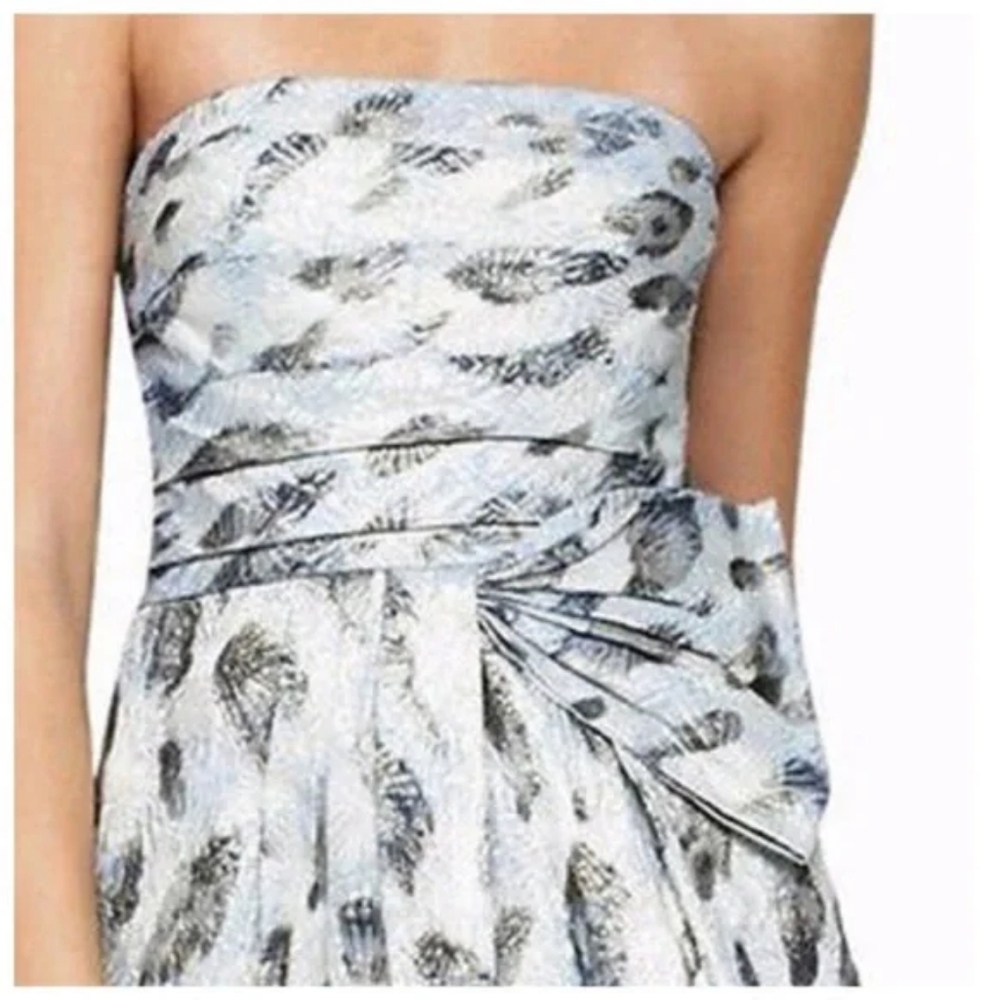 BCBG Max Azria Elegant Strapless Feather Print Dress